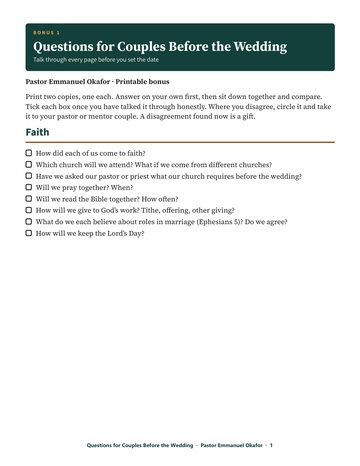 Questions for Couples Before the Wedding